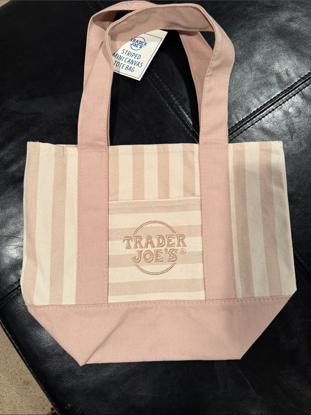 Pink Striped Canvas Tote Bag